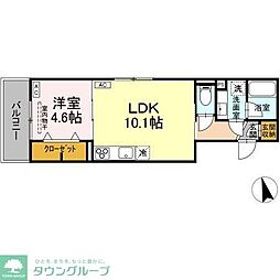 府中市府中町2丁目アパート 1LDKの間取図画像