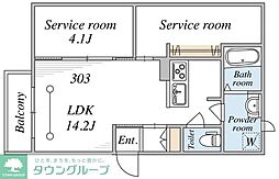 ハルモニア武蔵台 2LDKの間取図画像