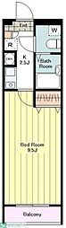 カサブランカ 1Kの間取図画像