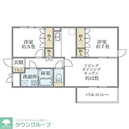 パールハイツ恋ヶ窪 2LDKの間取図画像