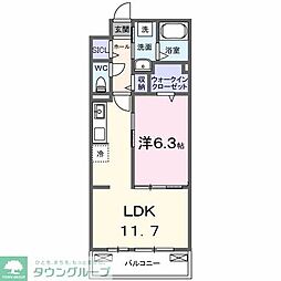 ベル ブライト 1LDKの間取図画像
