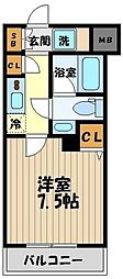 シースペース小金井 1Kの間取図画像