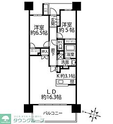 クリオ府中 2LDKの間取図画像
