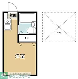 コーポはぎや ワンルームの間取図画像
