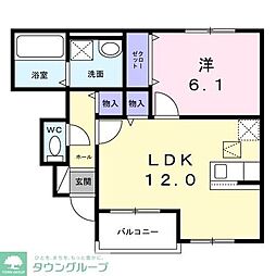東村山市久米川町4丁目アパート 1LDKの間取図画像