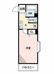プレステージ立川 1Kの間取図画像
