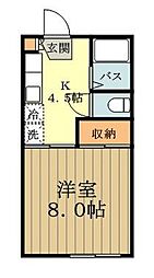 ハピネス 1Kの間取図画像