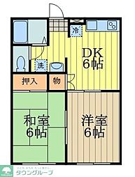 ハイムエムティ1 2DKの間取図画像