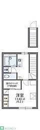 レオパレスサイカチ 1Kの間取図画像