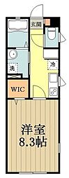 クレエ三鷹 1Kの間取図画像