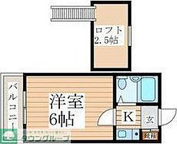 シオン花小金井B 1Kの間取図画像