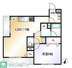 エクセル市川 1LDKの間取図画像