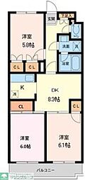 プライムアーバン武蔵小金井 3DKの間取図画像