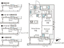 リビオメゾン御茶ノ水ＥＡＳＴ 4階2DKの間取り