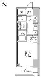 レジディア文京本郷III 4階1Kの間取り