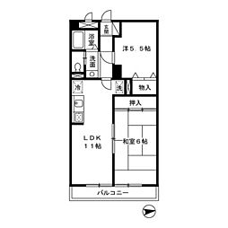 エーデルワイス 1階2LDKの間取り