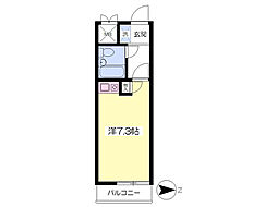 キショー第二ビル 2階ワンルームの間取り