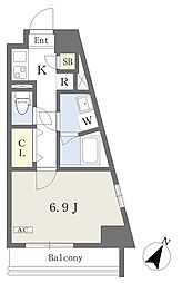 クロスロード志茂 7階1Kの間取り