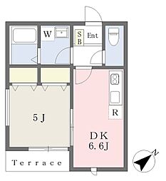 ＡＳＵＫＡII 1階1DKの間取り