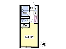 シャロムI 2階ワンルームの間取り