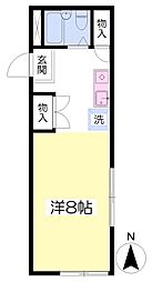 ニューハイランド 1階ワンルームの間取り