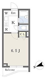 コーポ白山 3階1Kの間取り