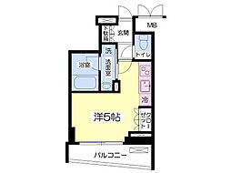 サンピエス志村 5階ワンルームの間取り