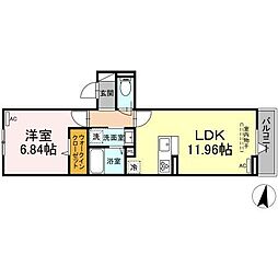 アヴァンス富士見町 1LDKの間取図画像
