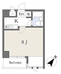トリアノン中丸 1Kの間取図画像