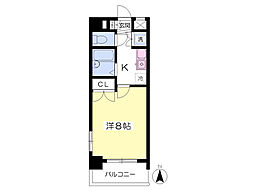 プレデレコル 1Kの間取図画像