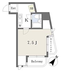 トリアノン中丸 1Kの間取図画像