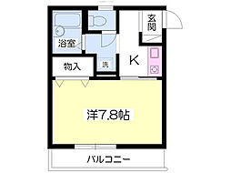 フラットオーク 1Kの間取図画像