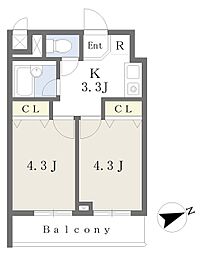 コーポ白山 2Kの間取図画像