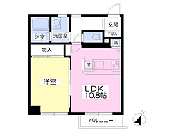 板谷第3パークハイツ 1LDKの間取図画像