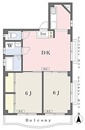 メゾン桜 2DKの間取図画像