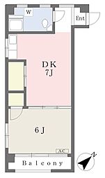青戸マンション 3階1DKの間取り