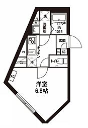 レピュア青砥レジデンス 3階1Kの間取り