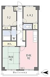 ウィング20 2階3DKの間取り