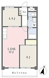 ハイツ臼倉 2LDKの間取図画像