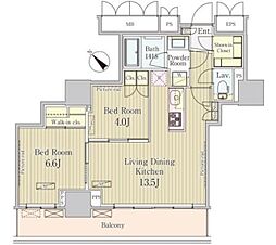 パークアクシス御茶ノ水 2LDKの間取図画像