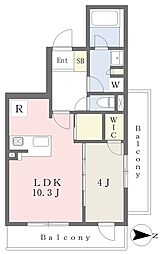 ルミナス駒場 3階1LDKの間取り