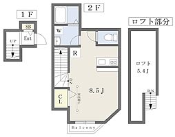 ＡＰＲＩＬＥ　ＧＯＨＯＮＧＩ 2階ワンルームの間取り