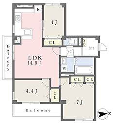 エスペリアM水車橋 3LDKの間取図画像