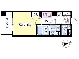 PLAISIR2 1Kの間取図画像