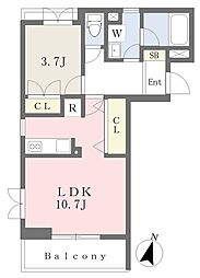グレイシャスK駒沢 1LDKの間取図画像