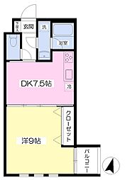 エテルナ広尾 1DKの間取図画像