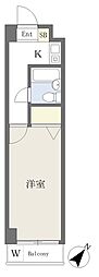サンライズ目黒 3階1Kの間取り