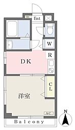 キャッスル洗足 1階1DKの間取り