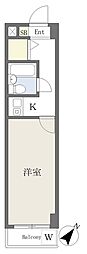 サンライズ目黒 2階1Kの間取り