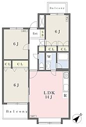 シャトレ八雲 2階3LDKの間取り